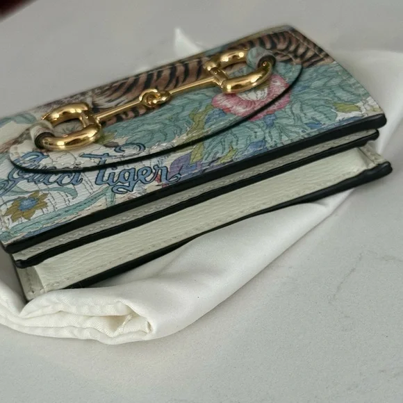 Gucci Shangai Calfskin Tiger Savanah Horsebit 1955 Card Case Wallet ~ NWOT - Picture 11 of 12